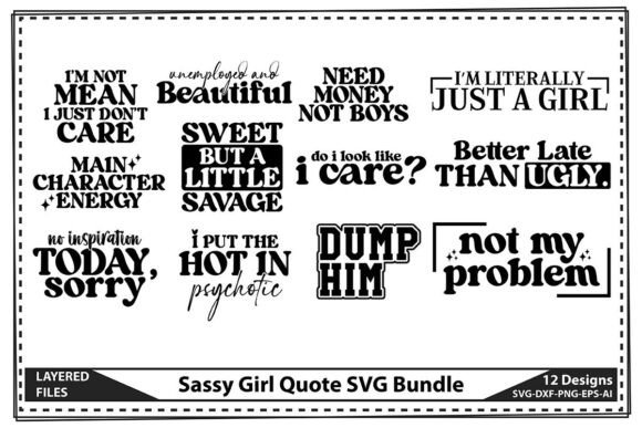 Sassy Girl Quote SVG Bundle: Graphics for Crafts & Content