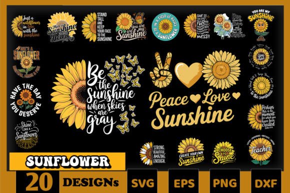 Sunflower Quote SVG Bundle for Crafts & Graphics